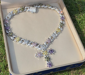 Collier en argent 925 plaqué or avec pendentif croix, moissanite taille cœur, pendentif fleur, chaîne à maillons, bijoux de luxe personnalisés pour cadeau ou fête - Product Image 5