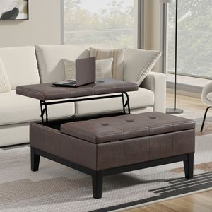 Dover Coffee <b>Table</b> Ottoman <b>with</b> Lift Top for Storage Stylish <b>Stool</b> & Ottoman Furniture - Product Image 1