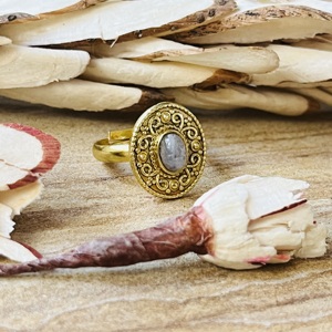 Fashionable High Demand Boho Moonstone Brass <b>Ring</b> Filigree Tribal <b>Chunky</b> <b>Ring</b> Gold Plated Antique Style Statement Wholesale <b>Ring</b> - Product Image 3