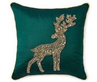 Housse de coussin carrée faite à la main en perles et coquillages, vert marin, en coton écologique, pour massage, amovible, lavable, style côtier, pour salon