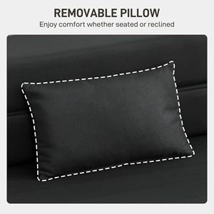 Moderna Poltrona Letto Pieghevole in Lino con Cuscino in Pelle PU, Divano Letto Estensibile per Soggiorno, Dormitorio, Ospiti, Nero con Funzione di Stoccaggio - Product Image 6