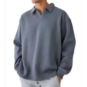 Sweat-shirt oversize pour homme à col montant zippé, couleur unie, en molleton, manches classiques, style décontracté automne - Product Image 3