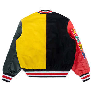 Chaqueta Varsity de Béisbol de Invierno Transpirable con Cuello Alto y Mangas de Cuero de Dos Colores con Bordado de Logotipo Personalizado de Alta Calidad - Product Image 2