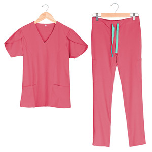Tunique d'infirmière médicale en tissu tissé pour femmes, 72% polyester, 21% rayonne, 7% élasthanne, extensible dans les quatre sens - Product Image 1