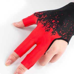 Red Black Splatter Half Finger Billiards <b>Glove</b> Unisex Billiard <b>Pool</b> <b>Gloves</b> Three Fingers Durable Double Stitching Snooker Cue - Product Image 2