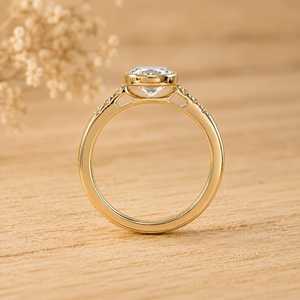 Mid Century Old Mine Cushion And Round Cut Lab Grown <b>Diamond</b> Solitaire <b>Ring</b> Color E VVS 10K 14K 18K Solid Gold Fine Jewelry <b>Ring</b> - Product Image 3