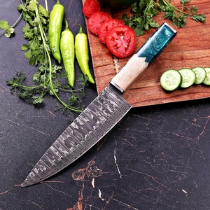 Cuchillo de Chef Damasco Hecho a Mano Estilo Japonés con Mango de Madera Personalizable Acabado Satinado Ambidiestro Cuchillo de Cocina de Carbono de 8-9.9 Pulgadas - Product Image 6