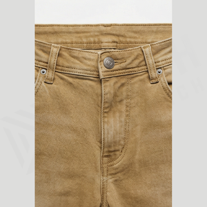 Jean en denim de coton coupe droite taille haute ajustée pour homme, style décontracté automne, couleur unie - Product Image 4