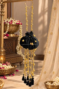 Luxury Velvet Potli <b>Bag</b> <b>Long</b> Tassel Drawstring Bridal Wedding Evening Handbag Indian Ethnic Party Purse Wholesale - Product Image 6