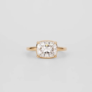 2.81 CT Cushion Cut Iced Out Moissanite Ring 14K Solid Gold Engagement Ring 4 Claw Prong 1.8MM Band Trendy Jewelry - Product Image 1