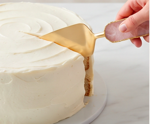 Ensemble de spatules et couteaux à gâteau longs en marbre cristallin esthétique avec poignées dorées, outils de service pour cérémonie de mariage - Product Image 4