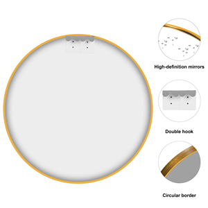 กระจกติดผนังอลูมิเนียมอัลลอยด์สีทองทรงกลมดีไซน์หรูหราขนาด16 "สำหรับตกแต่งห้องน้ำ - Product Image 3