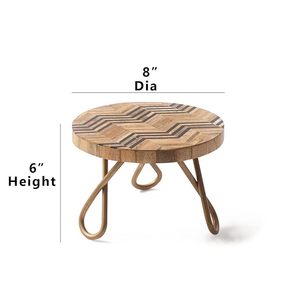 Base Redonda para Pastel con Patas Metálicas y Base de Madera, Plato para Exhibición de Postres para Decoración de Mesa de Fiesta - Product Image 4