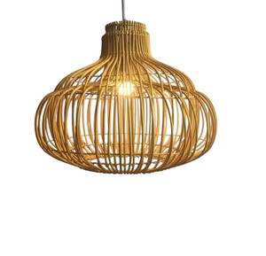 Creative Pumpkin Design Natural Rattan Lampshade Handmade Woven Ceiling Pendant <b>Light</b> <b>Fixture</b> <b>Rustic</b> Chandelier Lamp For Interio - Product Image 1