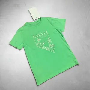 T-shirt vert imprimé pour enfants, manches courtes, col rond, motif graphique, tenue décontractée d'été, commande en gros, coton doux - Product Image 3