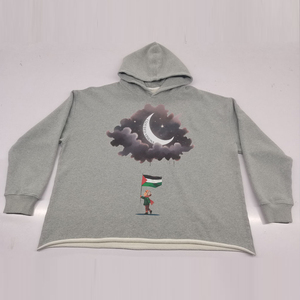 Sudadera con Capucha de Diseño Moderno para Hombre, Corte Regular, Invierno, con Pedrería, Mangas Largas, Impresión Serigráfica, con Logotipo de Palestina - Product Image 1