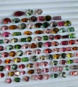 Tourmaline naturelle multicolore, pierre magnifique facettée de formes variées, gemme rare en vrac pour la fabrication de bijoux, au prix d'usine en gros - Product Image 2
