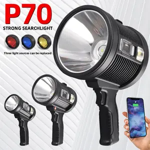 Super Powerful Portable Led Flashlight Outdoor Searchlight Spotlights With COB Light Solar Panel Type-C Charging Torch