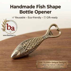 Abridor de Botellas Clásico de Lujo, de Madera y Latón, con Forma de Pez, Ecológico y Reutilizable, Herramienta de Bar para Fiestas, Bodas y Uso Doméstico - Product Image 1