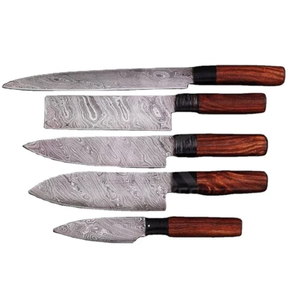 Ensemble de couteaux de chef professionnels très vendus, lame en damas, manche en bois de Pakka, cinq pièces, couteaux multifonctions écologiques - Product Image 2