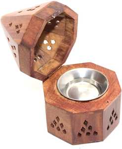 Brûleur à Bakhoor en bois moderne avec support métallique, brûleur à encens Oud arabe, porte-parfum décoratif pour la maison - Product Image 4