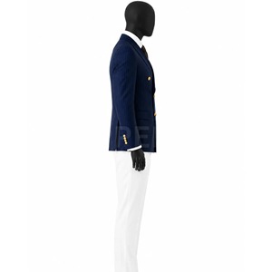 Blazer à double boutonnage rayé bleu marine fait main pour homme |   Veste de costume à boutons dorés |   Manteau de cérémonie pour mariage, affaires ou bal de promo - Product Image 3