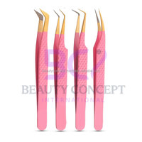 Pince à épiler de luxe en acier inoxydable pour extensions de cils, antidérapante, finition texturée diamant, pince à cils à 90 degrés, beauté professionnelle