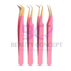 Pince à épiler de luxe dorée pour extensions de cils, antidérapante, finition texturée diamant, pince à cils à 90 degrés, outil de beauté professionnel - Product Image 2