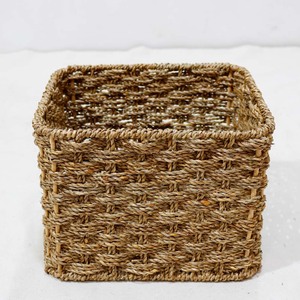 Modern Square Seagrass Storage <b>Cube</b> Open Shelf Organizer <b>Basket</b> Eco-Friendly for Hotel Use - Product Image 4