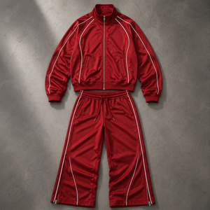 Ensemble de survêtement unisexe marron à manches longues, couleur unie, style sportif avec poches latérales et fermeture éclair, idéal pour l'automne - Product Image 5