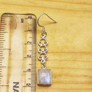 925 argent Sterling naturel arc-en-ciel pierre de lune pierre précieuse boucle d'oreille cadeau pour les femmes boucle d'oreille artisan fabriqué bohème boucle d'oreille - Product Image 3