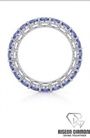 Bague élégante en or blanc 18 carats avec diamants bleus de laboratoire taille poire, design luxueux et intemporel, idéale pour un anniversaire de mariage