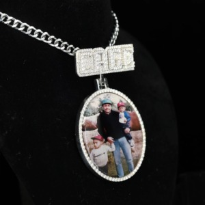 Pendentif Moissanite Iced Out avec breloques photo, en argent 925, style Hip Hop, pendentif personnalisé avec nom et lettre, pendentif cercle souvenir - Product Image 3