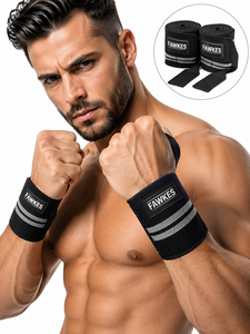 Attelles de soutien de poignet Fawkes réglables avec fermeture auto-agrippante, en néoprène imperméable, pour musculation unisexe, entraînement de force, noires, antidérapantes, basiques - Product Image 1