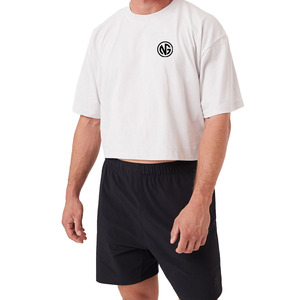 Nouveau style 2026 – T-shirts tricotés unis coupe droite et courte pour hommes, 100 % coton léger, avec logo personnalisé - Product Image 1
