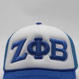 Casquette de camionneur Zeta Phi Beta ZPB brodée, casquette en maille bleue et blanche, casquette de baseball ajustable à fermeture snapback, élégante et décontractée - Product Image 3
