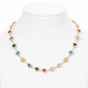 Collier avec pendentif en forme de cœur en argent sterling 925 de qualité supérieure, zircon cubique coloré, bijoux multicolores pour femmes, cadeau de luxe - Product Image 1