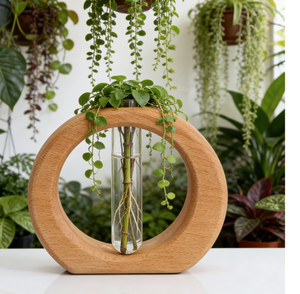 Vase en bois massif Art Déco fait main, écologique, diamètre 4-6 pouces, décoration maison et bureau, présentation sur table, vente en gros - Product Image 5