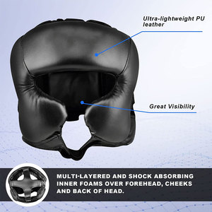 Protector de Cabeza Negro para Boxeo, Entrenamiento de MMA, Kickboxing, Sparring, Karate y Taekwondo, Ajustable - Product Image 3