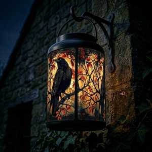 Outdoor Hanging <b>Lights</b> <b>Solar</b> Powered LED Garden Decorative LED Lamp Waterproof Metal <b>Tree</b> Track Leaf Lantern for Garden - Product Image 1