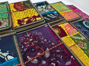 Embroidered Sari Silk Journals Wholesale Vintage Fabric Bound Notebooks Recycled Cotton Paper Diaries Boho Writing <b>Books</b> - Product Image 3