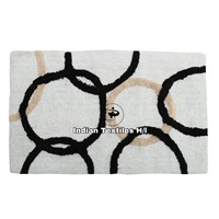 Tapis de bain en coton de luxe Waves tapis de salle de bain antidérapant tapis de bain absorbant tapis de sol bleu et blanc lavable en Machine