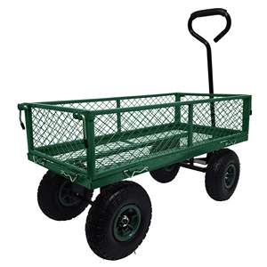 3 Cu. Ft. 300 libbre. Capacità pesante Utility Wagon verde metallo acciaio maglia carrello da campeggio con lati rimovibili - Product Image 2