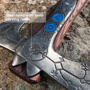 หัวเหล็กกล้าคาร์บอนสูงคุณภาพสูงพร้อมด้ามไม้กุหลาบและแผ่นหนังและปลอกจับ - Product Image 3