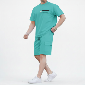 Unisex Summer Eco-Friendly Windproof 100% Cotton Knitted Breathable <b>Lightweight</b> <b>Jogger</b> Set Casual Solid Color Streetwear - Product Image 1