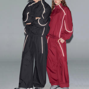 ชุดวอร์มสะท้อนแสงแบบ unisex ซิปเต็มตัว ชุดออกกำลังกาย น้ำหนักเบา ผลิตจากโพลีเอสเตอร์ เหมาะสำหรับใส่ในฤดูใบไม้ร่วง สีพื้น ทรงหลวม สำหรับผู้ใหญ่ - Product Image 6
