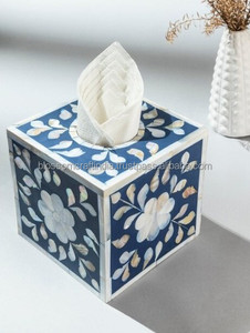 Mother of Pearl Inlay Tissue <b>Box</b> Holder Handmade Shell Mosaic Rectangular Cover for Bathroom <b>Vanity</b> Living Room Office - Product Image 2