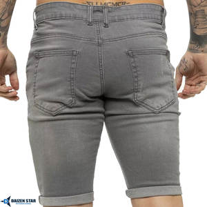 Men's Casual Eco-Friendly Light Wash Denim Mid Waist Embroidery Breathable Button <b>Zippers</b> Quick Dry Streetwear <b>Shorts</b> Summer - Product Image 2