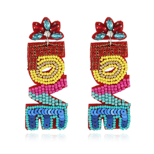 Pendientes de Estilo Huggie con Cuentas de Corazón Rojo Vintage Bohemio, Pedrería de Colores, Joyería de Moda para Fiestas y San Valentín - Product Image 2