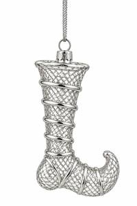 Ornement de Noël en maille métallique argentée pour botte, décoration de chaussette de Noël suspendue, décorations de fête en métal de luxe, vente en gros - Product Image 2
